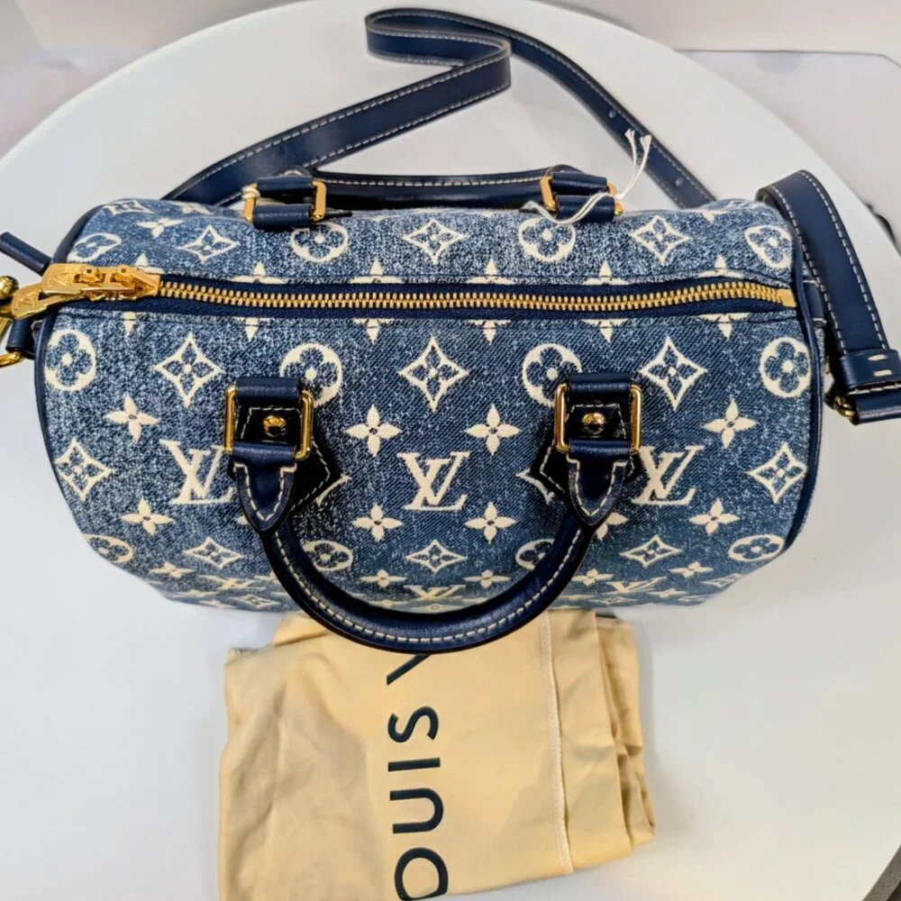 Louis Vuitton Denim Jacquard Monogram Speedy Bandoulière 25 - Picture 16 of 16